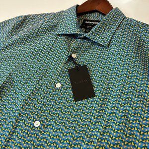 NWT Men's Bonobos Blue Yellow Dizzy Geo v4 Short Sleeve Button Down Shirt